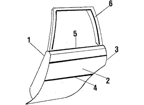 1986 Pontiac Bonneville Rear Door Molding Kit, Rear Door Lower Diagram for 20496107