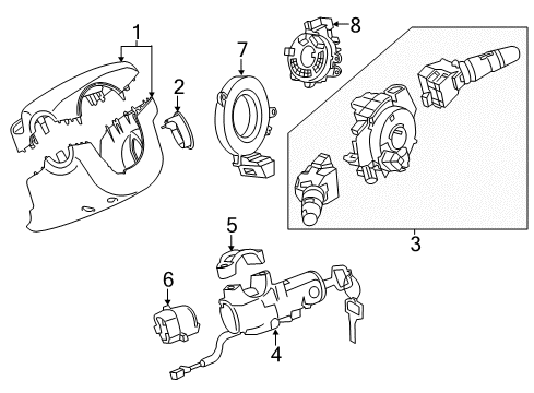 2017 Chevrolet City Express Shroud, Switches & Levers Angle Sensor Diagram for 19317948