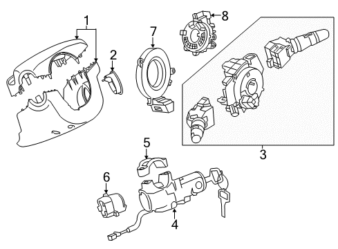 2015 Chevrolet City Express Shroud, Switches & Levers Steering Lock Bolt Diagram for 19317607