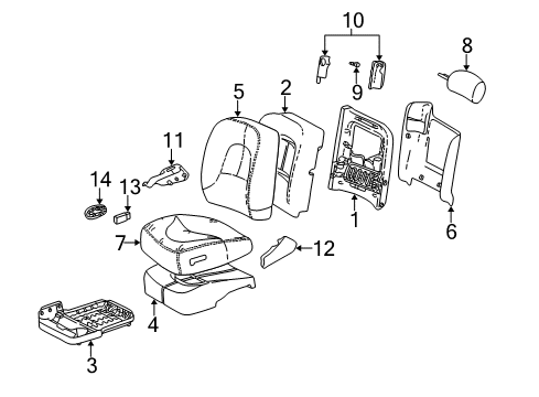 1997 Buick Park Avenue Front Seat Components Pad Asm, Passenger Seat Cushion Diagram for 12531269