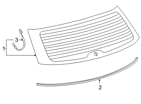 2010 Toyota Matrix Lift Gate - Glass & Hardware Lift Gate Glass Diagram for 68105-02140