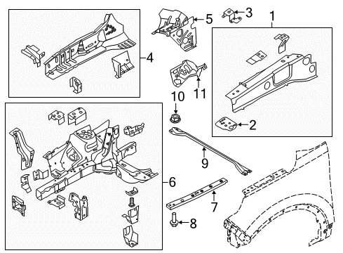 2019 Ford Explorer Structural Components & Rails Apron/Rail Assembly Diagram for FB5Z-16054-A