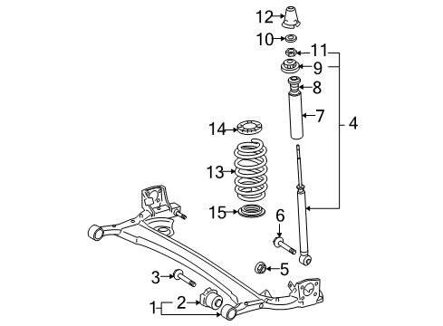 2008 Toyota Yaris Rear Suspension Coil Spring Diagram for 48231-52A51