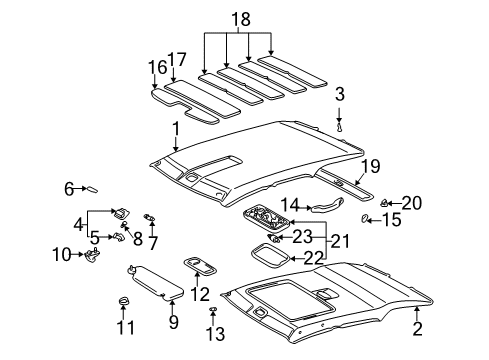 2000 Lexus RX300 Interior Trim - Roof Holder, Visor Diagram for 74348-22020-A2