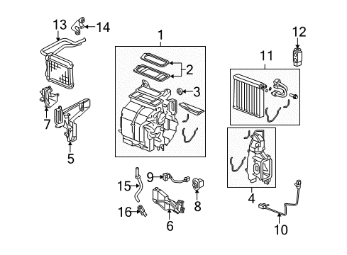 2009 Honda Fit Air Conditioner Core Sub-Assembly, Heater Diagram for 79110-TF0-G01