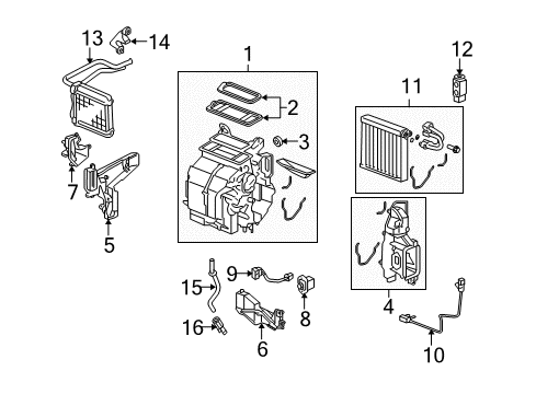 2009 Honda Fit Air Conditioner Heater Unit Diagram for 79106-TF0-G01