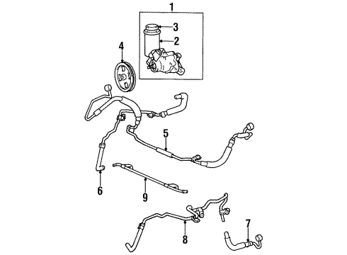 1995 Lexus LS400 P/S Pump & Hoses, Steering Gear & Linkage Reservoir Sub-Assy, Vane Pump Oil Diagram for 44306-50010