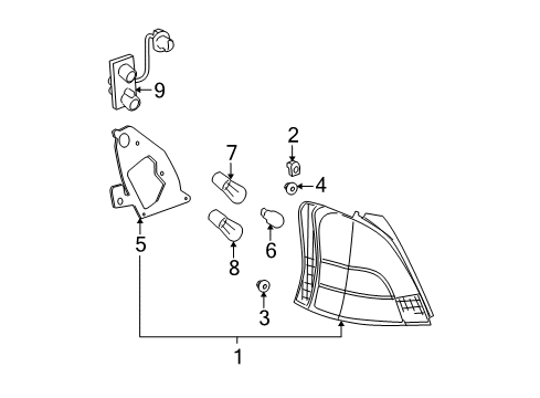 2010 Toyota Yaris Bulbs Tail Lamp Assembly Diagram for 81551-52780