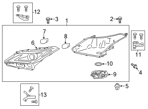 2019 Lexus RX350 Headlamps Right Passenger-Side Headlight Assembly Diagram for 81110-0E260