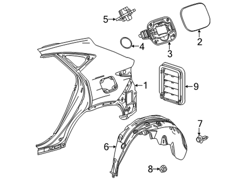 2022 Lexus NX250 Quarter Panel & Components LID SUB-ASSY, FUEL F Diagram for 77305-78010