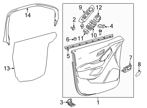 2019 Chevrolet Trax Mirrors Mirror Assembly Diagram for 42464040