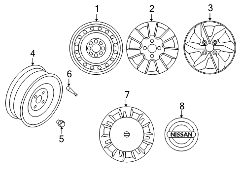 2010 Nissan Versa Wheels, Covers & Trim Aluminum Wheel Diagram for 40300-ZW81A