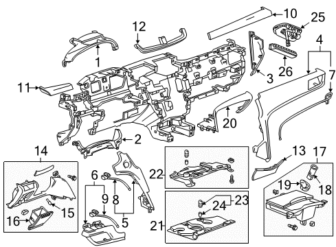 2013 Cadillac XTS Cluster & Switches, Instrument Panel Compartment Diagram for 22968059