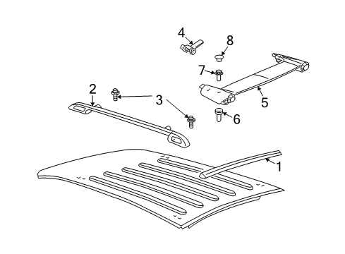 2005 Pontiac Montana Luggage Carrier Adjuster Asm, Luggage Carrier Cr Rail (LH/Front) (RH/Rear) Diagram for 88980355