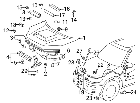 2003 Toyota RAV4 Hood & Components Latch Spring Diagram for 90506-09053