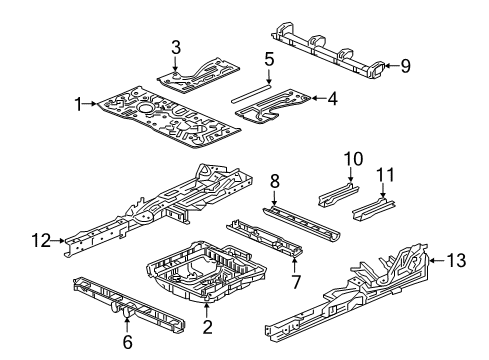 2019 Honda Odyssey Pillars, Rocker & Floor - Floor & Rails Crossmember, R. RR. Tank Band Diagram for 65640-THR-A00ZZ