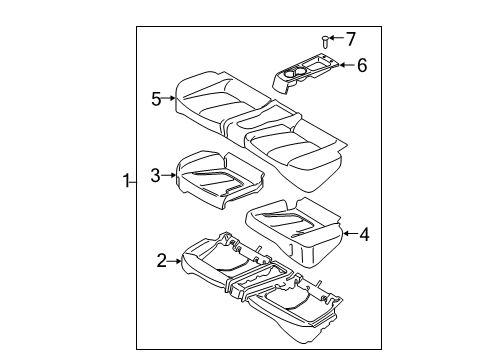 2022 Hyundai Veloster N Rear Seat Rear Seat Armrest Cup Holder Assembly Diagram for 89191-J3000-NNB