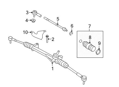 2009 Mercury Mariner Steering Gear & Linkage Gear Assembly Diagram for 8L8Z-3504-C