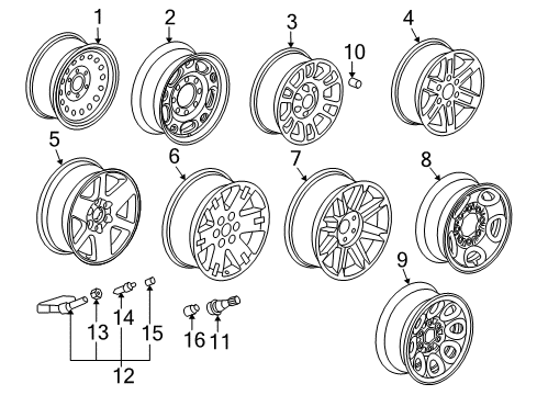 2009 GMC Yukon XL 1500 Wheels Hub Cap ASSEMBLY Diagram for 9595870