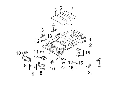 2008 Kia Rondo Interior Trim - Roof Lamp Assembly-OVERHEADEAD Console Diagram for 928101D000RU