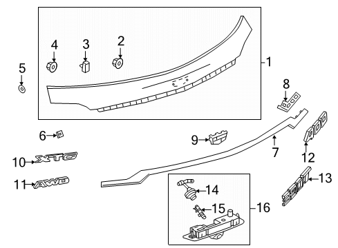 2021 Cadillac XT6 Exterior Trim - Lift Gate Applique Diagram for 84768451