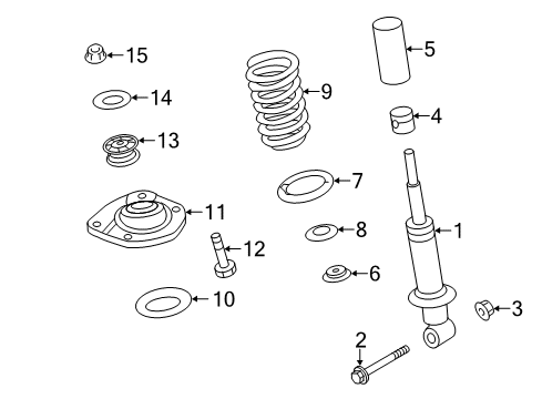 2011 Chevrolet Caprice Struts & Components - Rear Seat, Rear Shock Absorber Bumper Diagram for 92227681