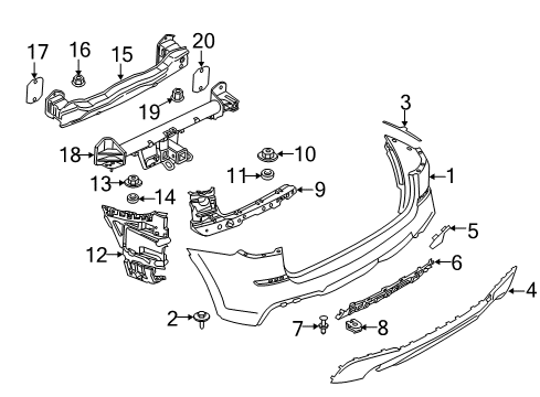 2020 BMW X3 Rear Bumper Trim Panel, Bumper, Rear, Bottom Diagram for 51128094860