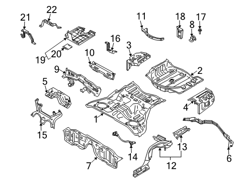 2004 Infiniti G35 Rear Body - Floor & Rails Floor-Rear, Rear Diagram for 74514-AM630