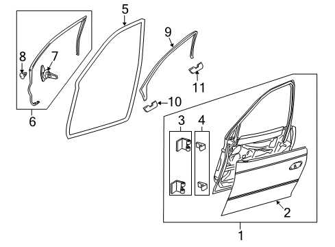 2005 Pontiac GTO Door & Components Weatherstrip Asm-Front Side Door Upper Diagram for 92161631