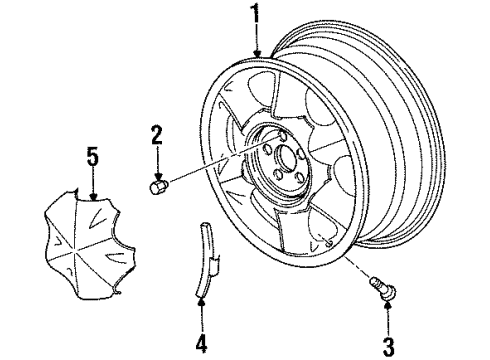 1996 Oldsmobile Aurora Wheels, Covers & Trim Wheel Rim-16X7(Tire & Wheel Rim Drwg/Original Housed*Silver Spark Diagram for 25620004