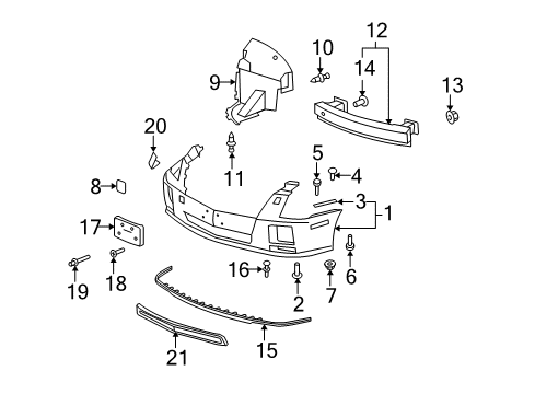 2009 Cadillac STS Front Bumper Tow Bracket Cover Diagram for 12335932