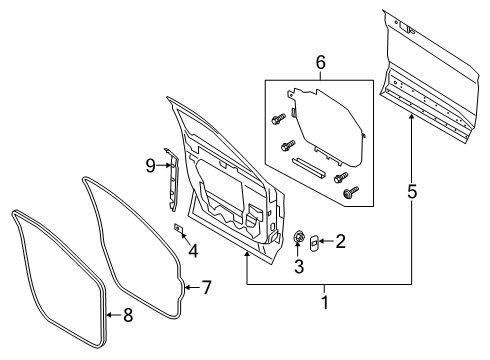 2020 Ford Police Interceptor Utility Front Door Door Weatherstrip Diagram for LB5Z-7820531-A