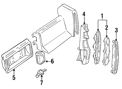 1991 Cadillac DeVille Tail Lamps, Backup Lamps, License Lamps Lamp Asm-Back Up & License Diagram for 5975789