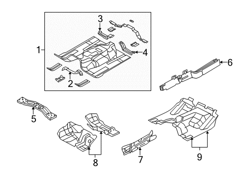 2008 Dodge Nitro Pillars, Rocker & Floor - Floor & Rails Pan-Front Floor Diagram for 55396987AL