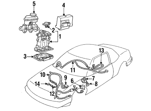 1993 Buick Regal Anti-Lock Brakes Abs Control Module-Electronic Brake Control Module Assembly Diagram for 16176728