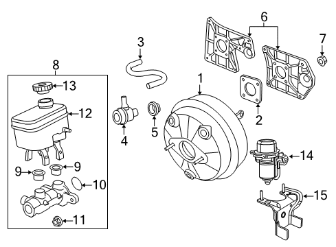 2012 Jeep Wrangler Dash Panel Components Bracket-Brake Booster Diagram for 52060410AB