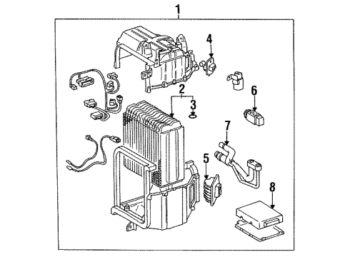1991 Toyota Celica A/C Evaporator Components Evaporator Assembly Diagram for 88510-2B021