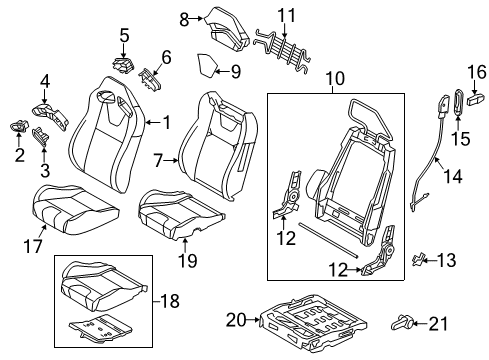 2012 Ford Mustang Front Seat Components Seat Back Pad Diagram for CR3Z-6364810-C