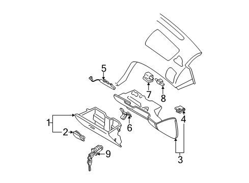 2003 Nissan Maxima Glove Box Box - Glove Diagram for 68500-3Y11D