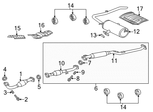 2011 Toyota Sienna Exhaust Components Muffler & Pipe Diagram for 17430-0V080