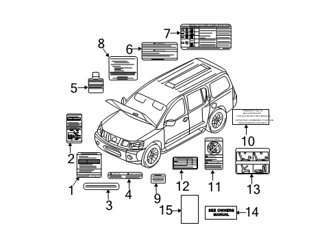 2005 Nissan Xterra Information Labels Label-Vacuum Piping Diagram for 22304-EA200