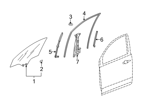 2012 Acura MDX Front Door - Glass & Hardware Channel, Right Front Door Run Diagram for 72235-STX-A01