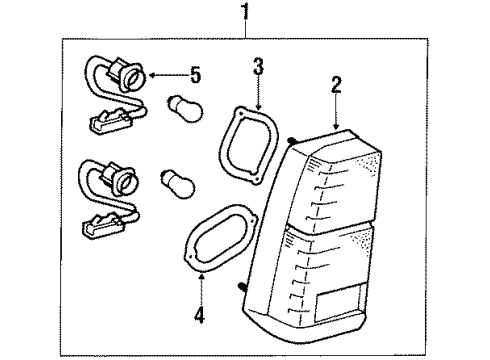 1985 Toyota Tercel Tail Lamps Lens, Rear Combination Lamp, LH Diagram for 81561-16281