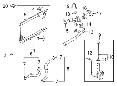 2004 Kia Amanti Powertrain Control Radiator Reservoir Assembly Diagram for 254303F000