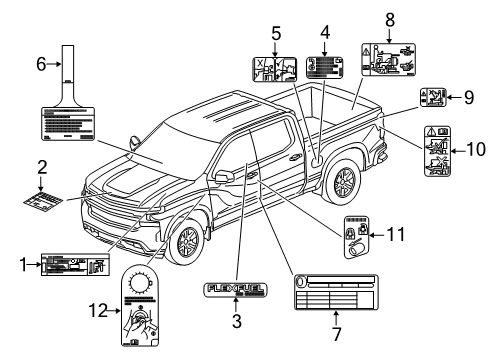 2019 GMC Sierra 1500 Information Labels AC Label Diagram for 84492906