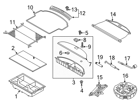 2016 Hyundai Santa Fe Sport Interior Trim - Rear Body Luggage Assembly-Center Box Diagram for 85715-4Z000-NBC