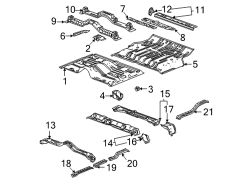 2021 GMC Yukon Floor & Rails Center Floor Pan Diagram for 84845461