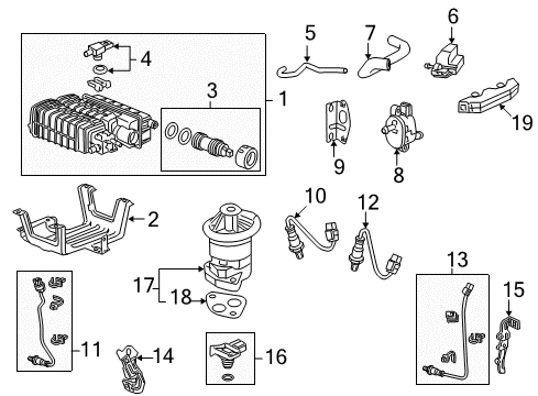 2009 Honda Accord EGR System Stay, FR. Oxygen Sensor Diagram for 36534-R72-A00