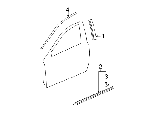 2000 Acura TL Exterior Trim - Front Door Tape, Right Front Door (Upper) (Outer) (Black) Diagram for 67326-S0K-A00ZA