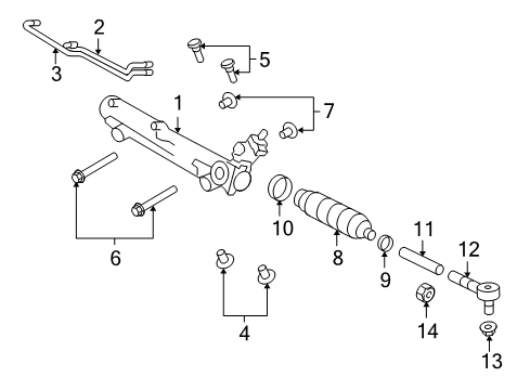 2007 Ford Explorer Sport Trac Steering Column & Wheel, Steering Gear & Linkage Pressure Tube Diagram for 7L2Z-3A717-A